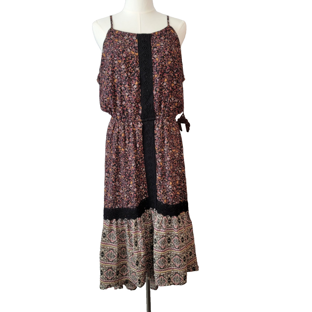 Knox Rose Sundress Dark Ditsy Floral Whimsigoth Cottagecore Boho Beachy NEW L